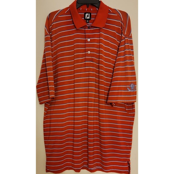 Footjoy FJ Royal Red Striped Golf Polo Shirt Men's Size XL - Picture 1 of 4